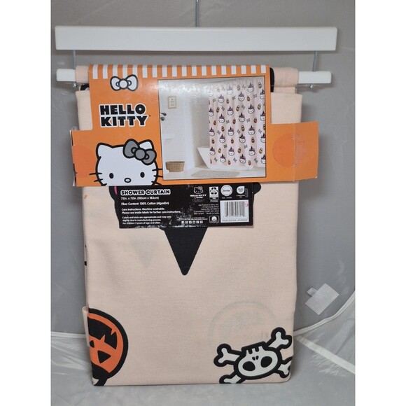 Hello Kitty Shower Curtain Halloween 72 X 72 Witch Sanrio 2024 Peach Bkgr New - Picture 2 of 4